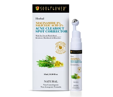 Soulflower Tea Tree Face Serum, Overnight Acne Spot Corrector
