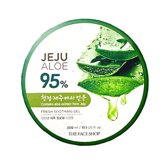 The Face Shop Jeju Aloe Fresh Soothing Gel With Vitamin E, Non Sticky Aloe Gel For Body, Face & Hair