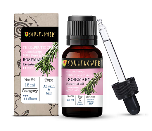 Soulflower Organic Rosemary Hair Growth Essential Oil, Hair Serum for Healthy Strong Thick Hair