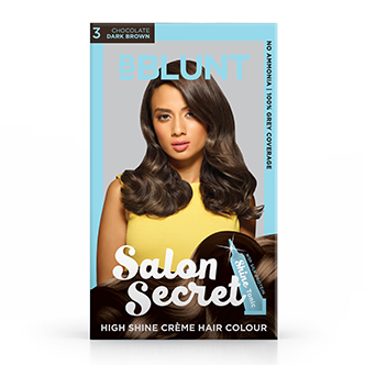 BBLUNT Salon Secret High Shine Creme Hair Colour Chocolate Dark Brown 3, No Ammonia