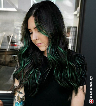 Green Hair colour Highlights