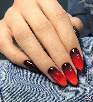 Red and black vampire ombre nails