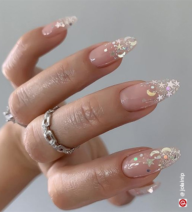 Confetti ombre nails