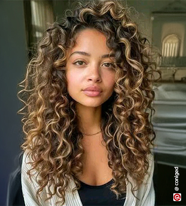 woman with open curly hair