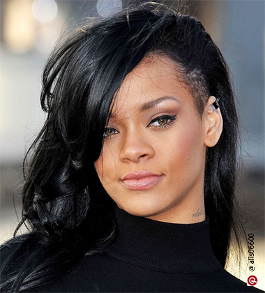 Rihanna with side under-razed hair