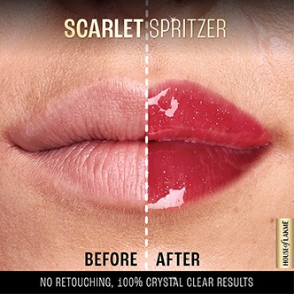 Before and after results of the Lakme Glitterati Lip Glaze, High Shine Lip Plumper Lip Gloss