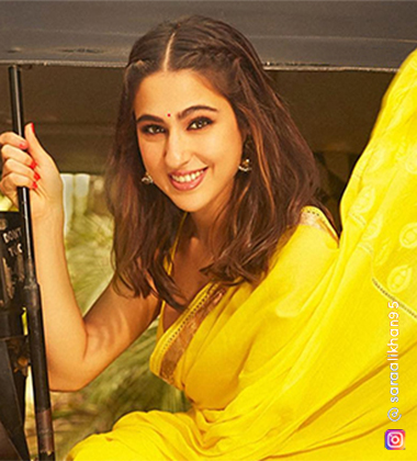 Sara Ali Khan wearing a yellow blouse