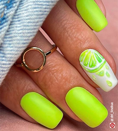 green nail art - neon green