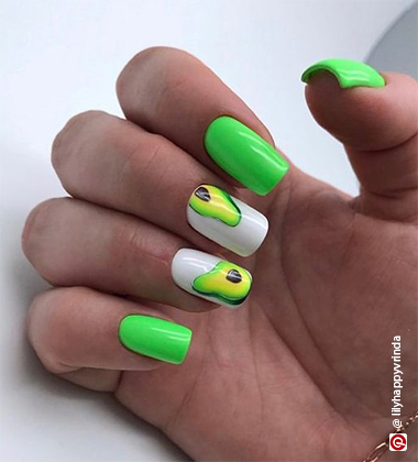 green nail art - Avocado Toast Lovers