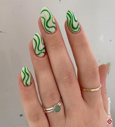 green nail art - Swirly Green