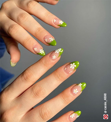 green nail art - Cottage Core