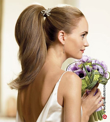 Reception Hairstyles for Gown– High-Up Ponytail