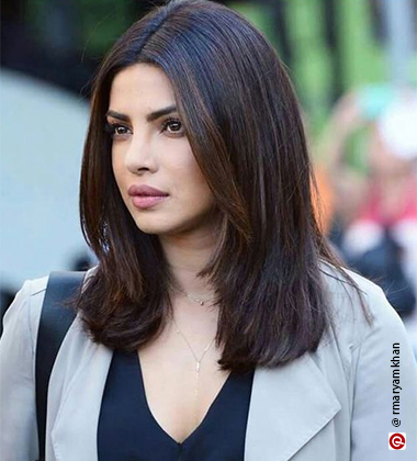 Priyanka Chopra Blunt Ends Shoulder-Length Haircut