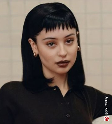 Alexa Demie Baby Bangs Shoulder-Length Haircut