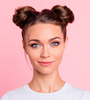 Twisted Double Buns Shoulder Length Haircut