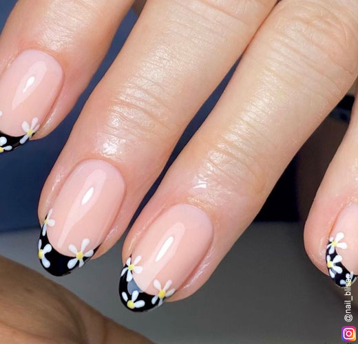 floral french nail art